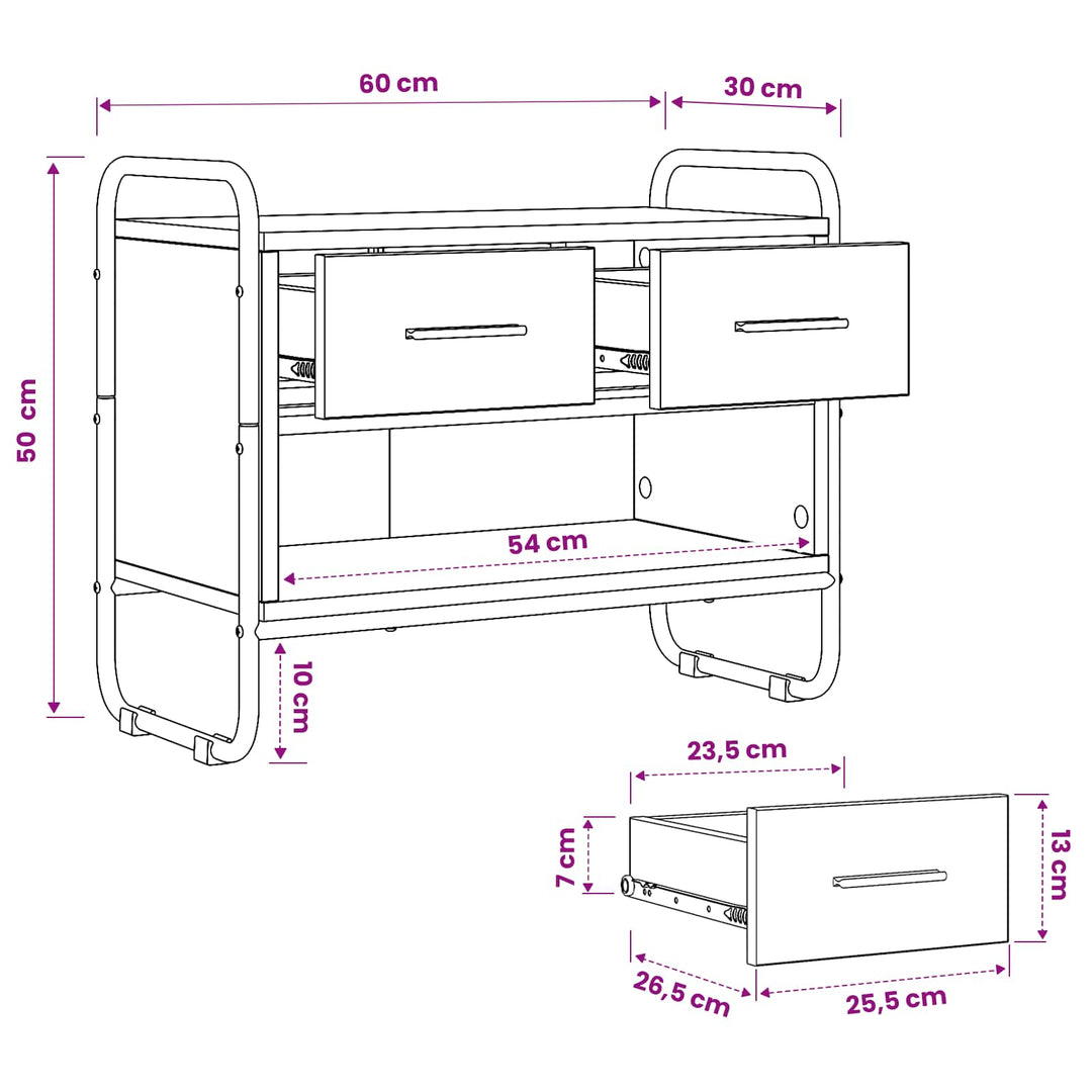 TV-skab 60 x 30 x 50 cm Røget eg Konstrueret træ