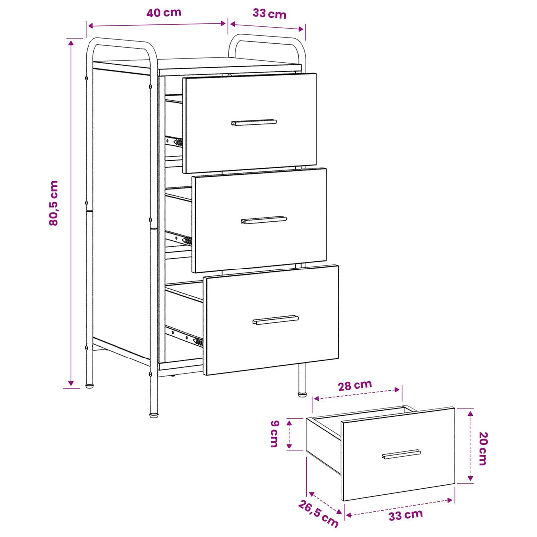 Sideboard Sonoma-eg 97 x 33 x 81 cm Konstrueret træ