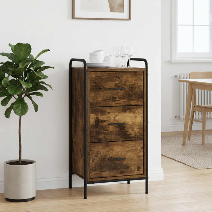 Sideboard Røget eg 97 x 33 x 81 cm Konstrueret træ