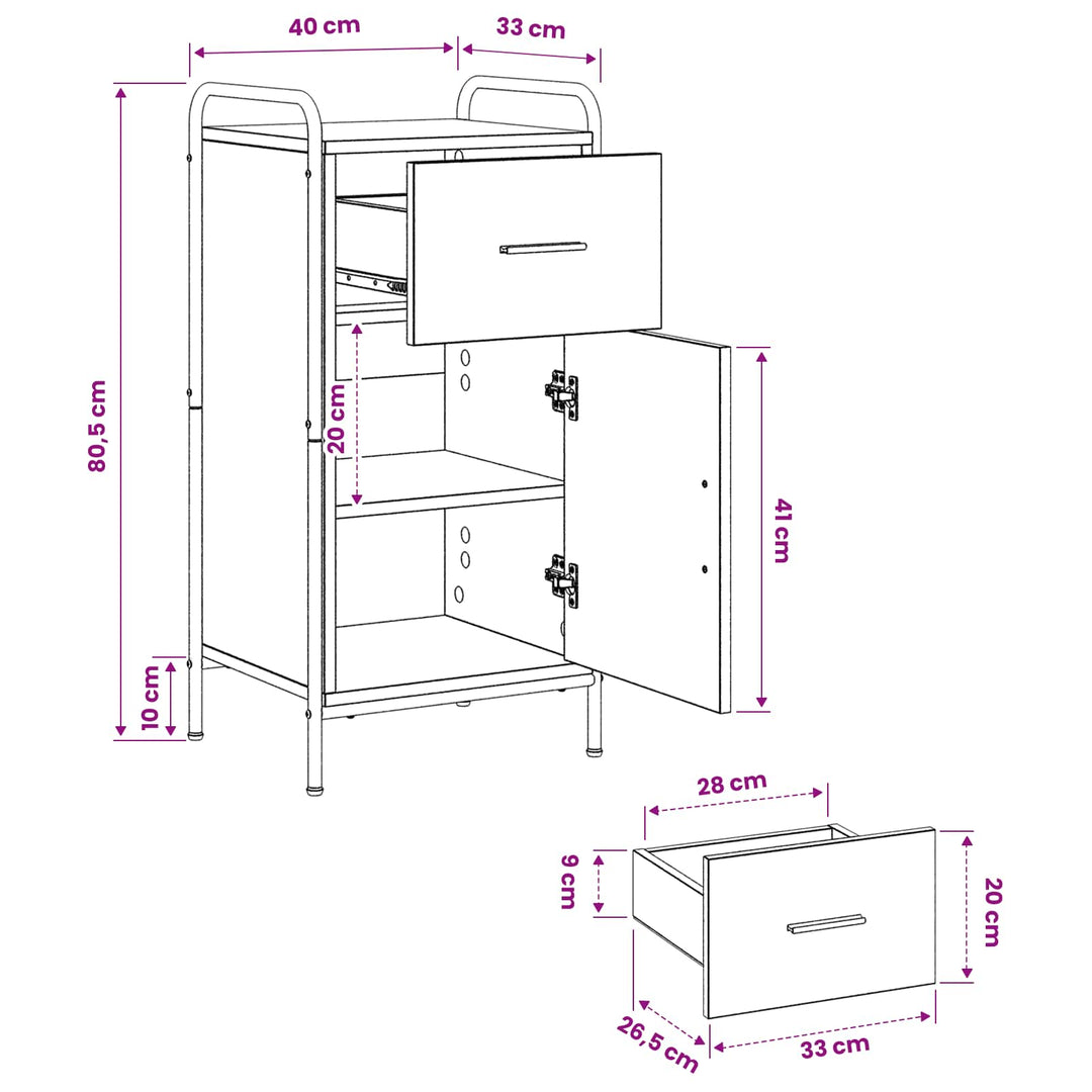 Sideboard Grå Sonoma 97 x 33 x 81 cm Konstrueret træ