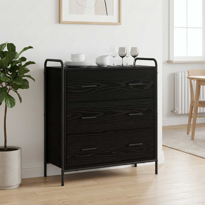 Sideboard Sort eg 97 x 33 x 81 cm Konstrueret træ