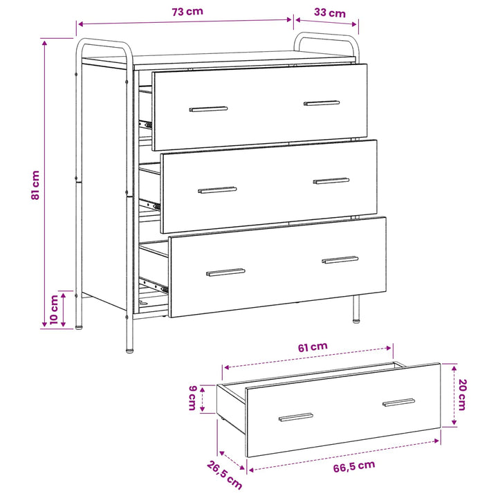 Sideboard Artisan-eg 97 x 33 x 81 cm Konstrueret træ