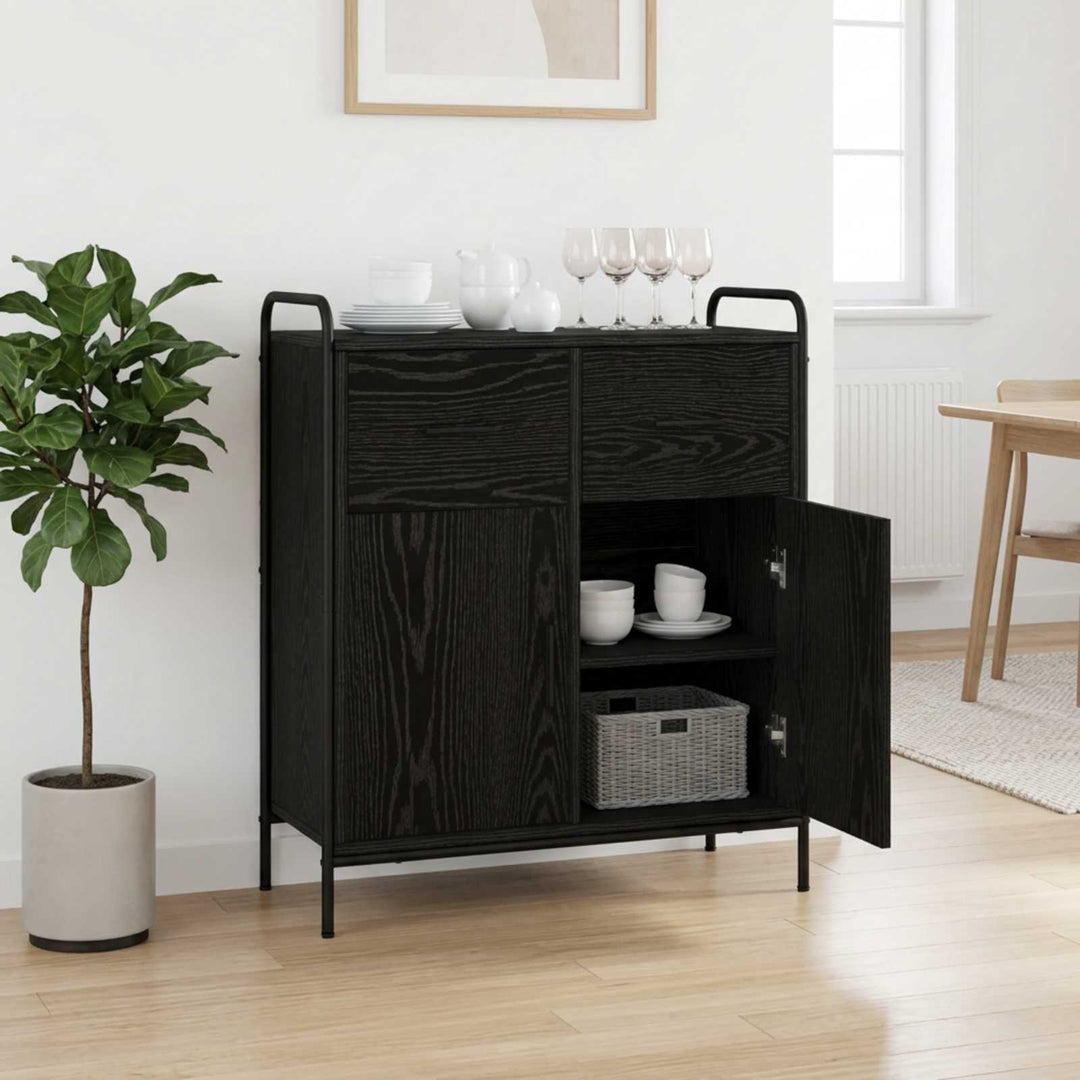 Sideboard Sort eg 97 x 33 x 81 cm Konstrueret træ