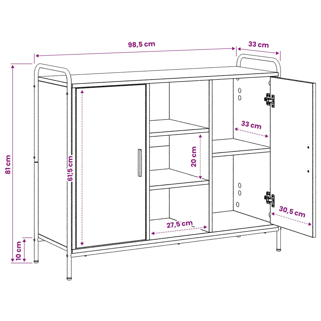 Sideboard Sort eg 97 x 33 x 81 cm Konstrueret træ