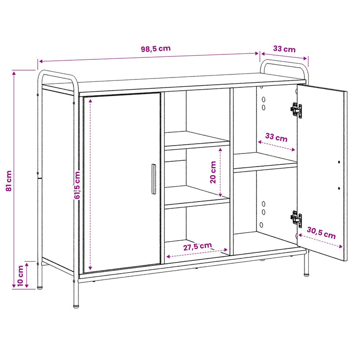 Sideboard Artisan-eg 97 x 33 x 81 cm Konstrueret træ