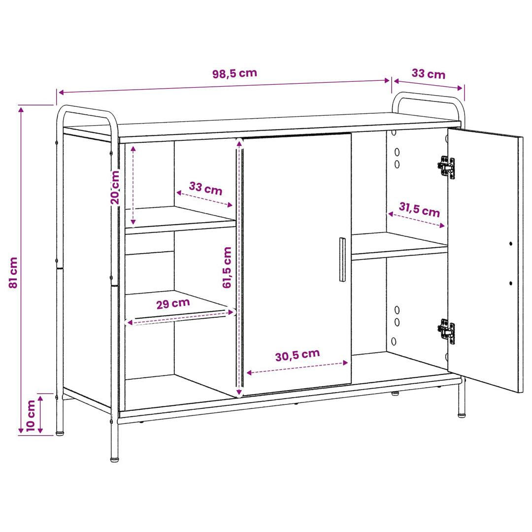 Sideboard Sonoma-eg 97 x 33 x 81 cm Konstrueret træ