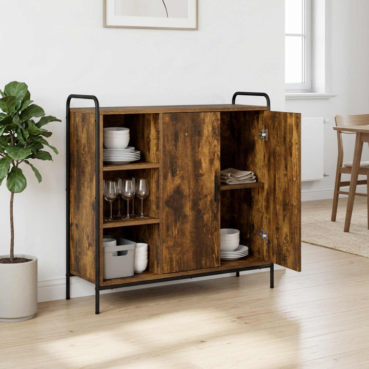Sideboard Røget eg 97 x 33 x 81 cm Konstrueret træ