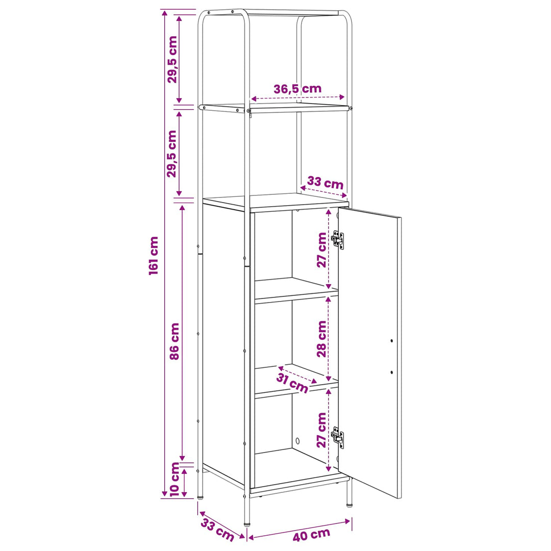 Highboard Sort eg 40 x 33 x 161 cm Konstrueret træ