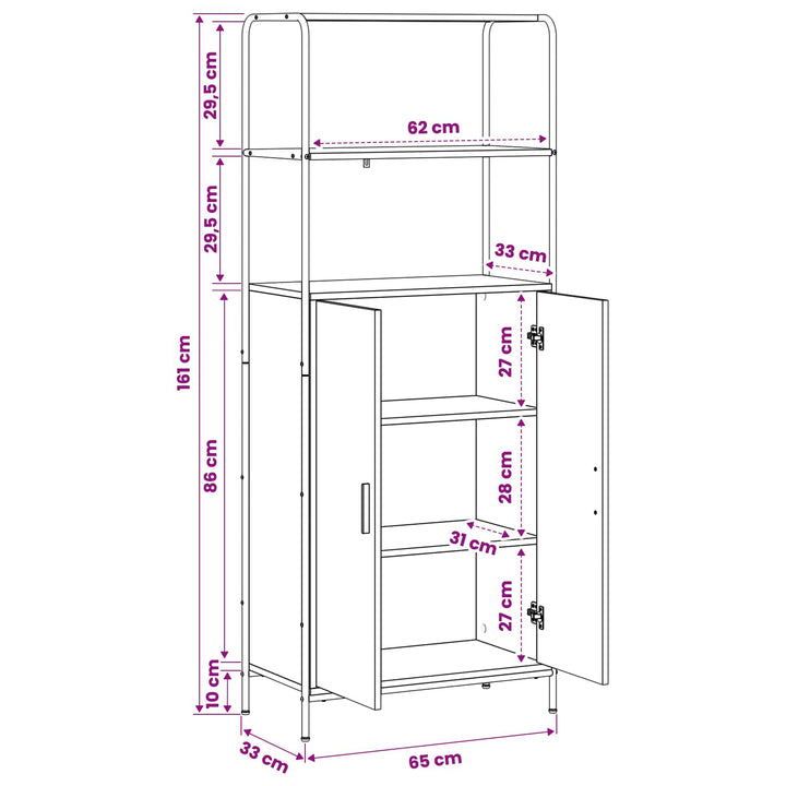 Highboard Grå Sonoma 40 x 33 x 161 cm Konstrueret træ