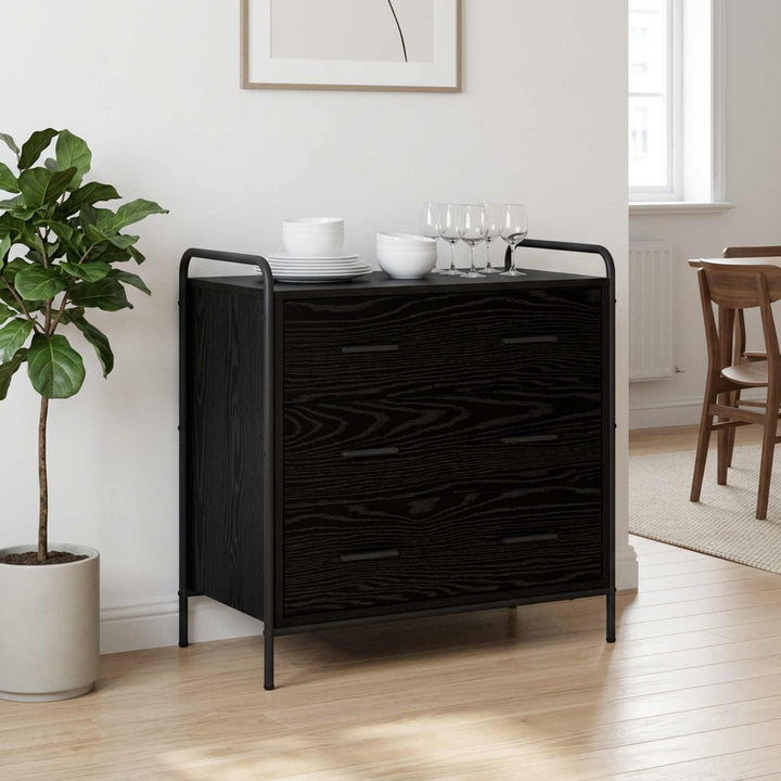 Skuffeskab Sort eg 70 x 39,5 x 71 cm Konstrueret træ