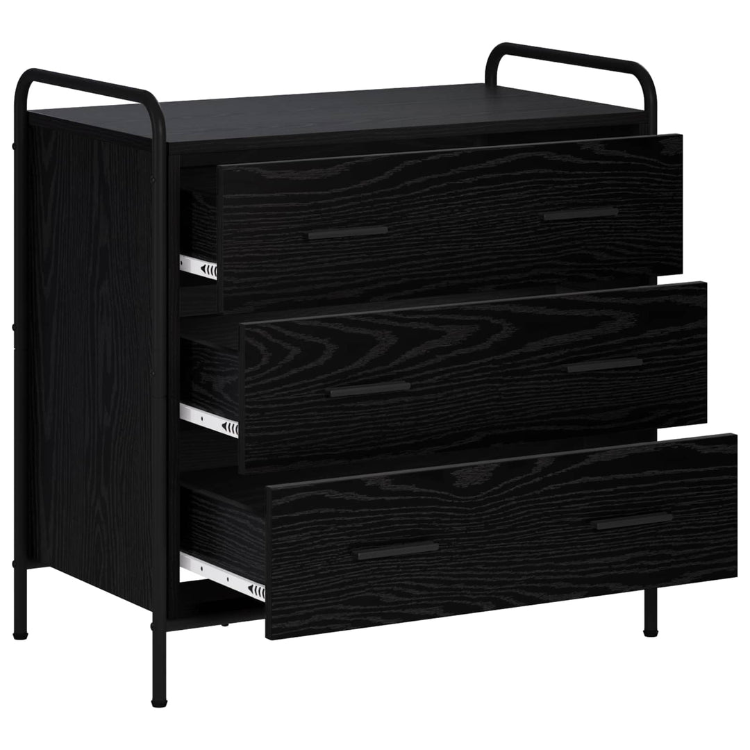 Skuffeskab Sort eg 70 x 39,5 x 71 cm Konstrueret træ