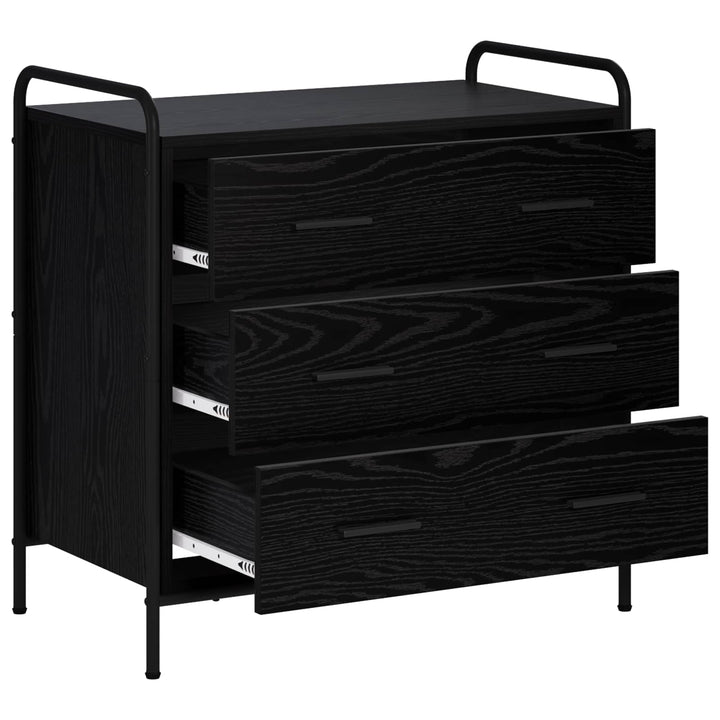 Skuffeskab Sort eg 70 x 39,5 x 71 cm Konstrueret træ
