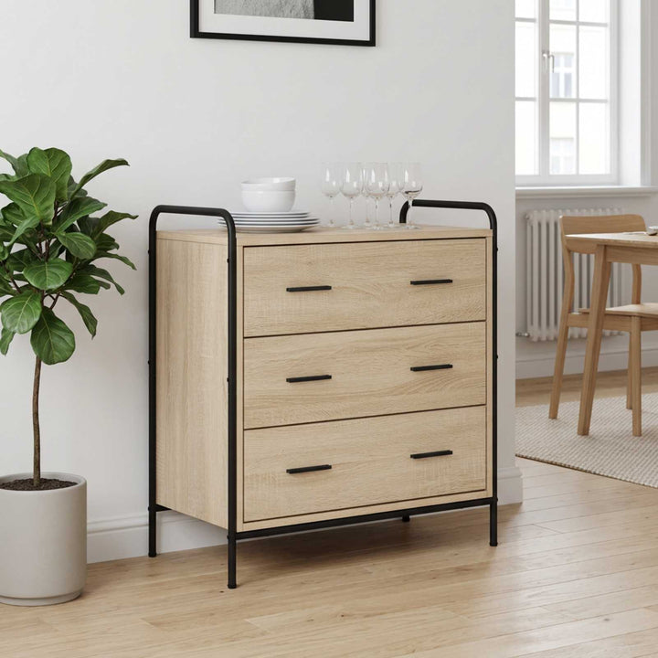 Skuffeskab Sonoma-eg 70 x 39,5 x 71 cm Konstrueret træ