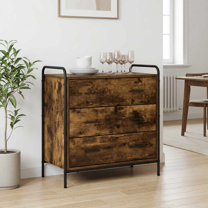 Skuffeskab Røget eg 70 x 39,5 x 71 cm Konstrueret træ