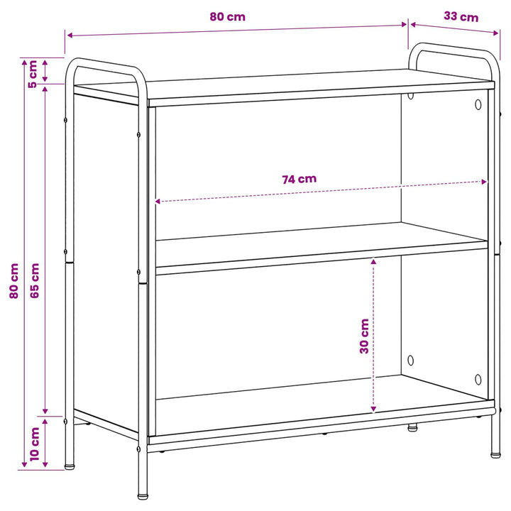 Bogskab 80 x 33 x 80 cm Konstrueret træ Artisan-eg