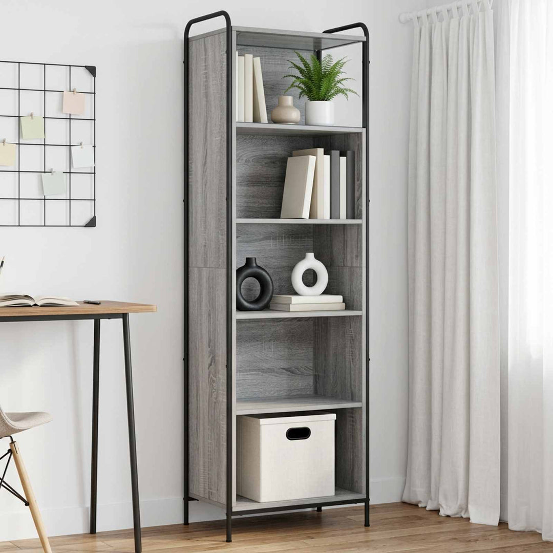 Bogskab 55,5 x 33 x 174 cm Konstrueret træ Grå Sonoma