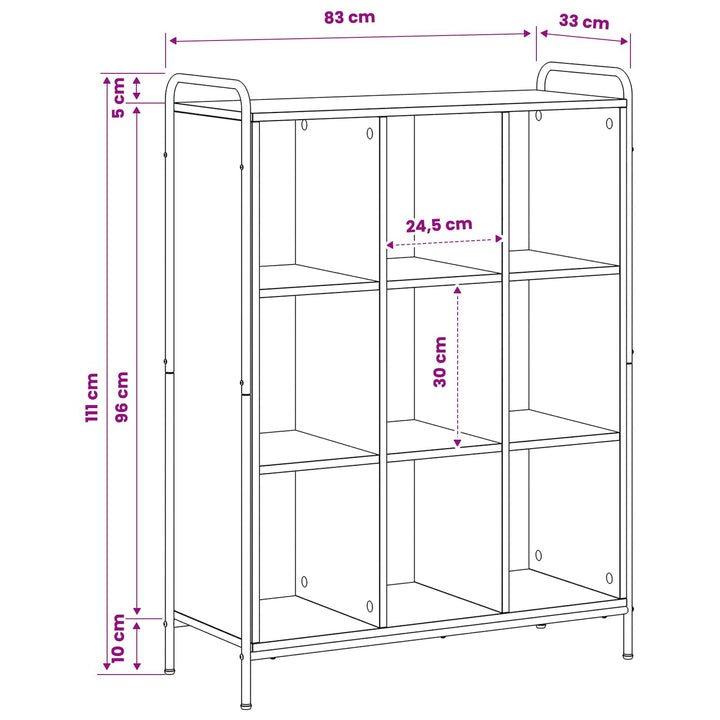 Bogskab 57 x 33 x 111 cm Konstrueret træ Sonoma-eg