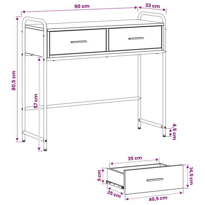 Konsolbord Gammelt træ 90 x 33 x 80,5 cm Konstrueret træ
