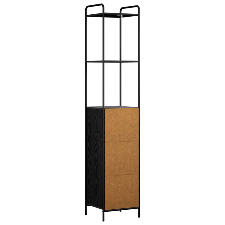 Badeværelsesskab Sort eg 40 x 36 x 200,5 cm Konstrueret træ