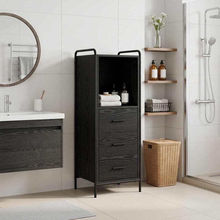 Badeværelsesskab Sort eg 40 x 36 x 109,5 cm Konstrueret træ