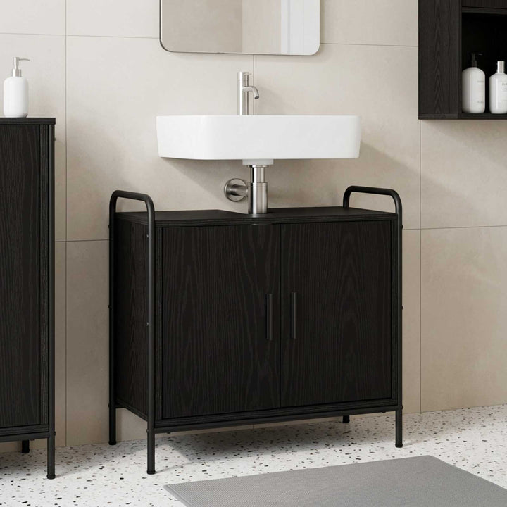 Badeværelsesskab Sort eg 65,5 x 34 x 61 cm Konstrueret træ