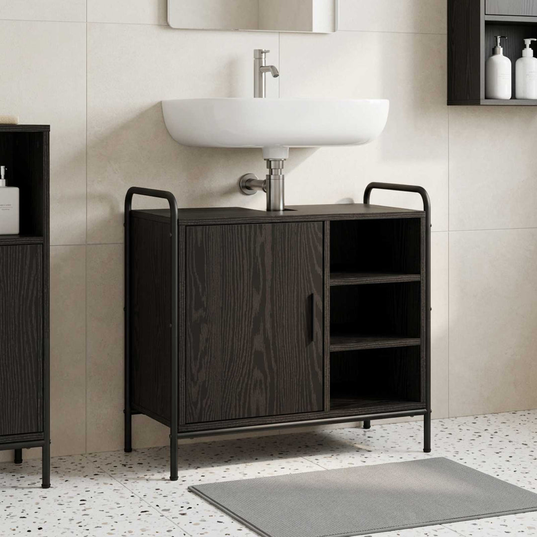 Badeværelsesskab Sort eg 65,5 x 34 x 61 cm Konstrueret træ