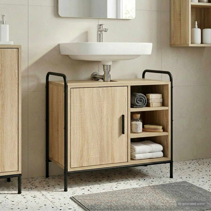 Badeværelsesskab Sonoma-eg 65,5 x 34 x 61 cm Konstrueret træ