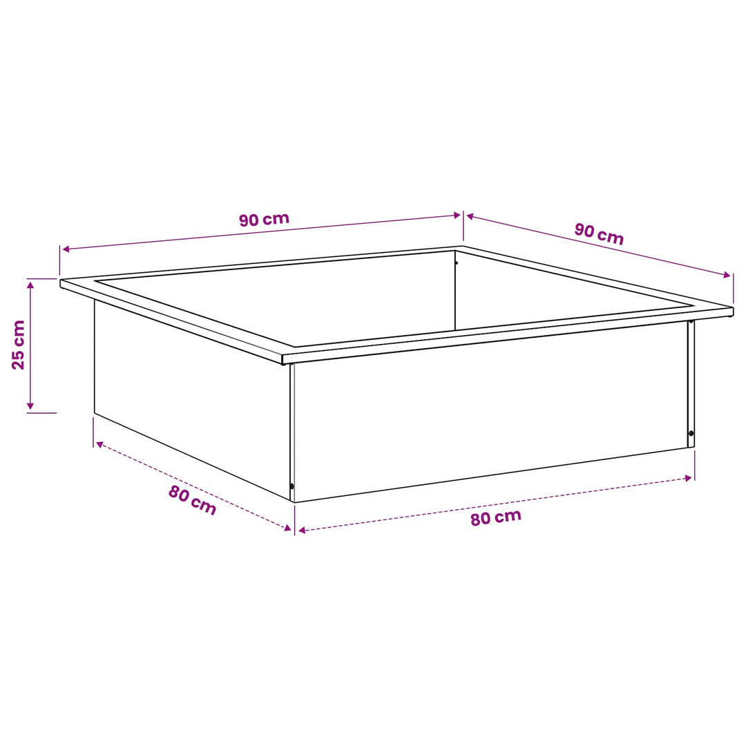 Bålplade ring Sort 90 x 90 x 25 cm Stål