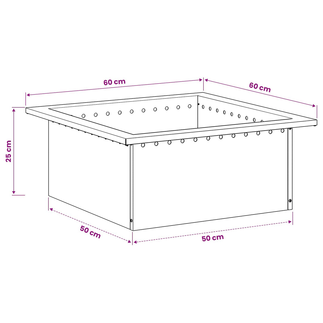 Bålplade ring Sort 60 x 60 x 25 cm Stål