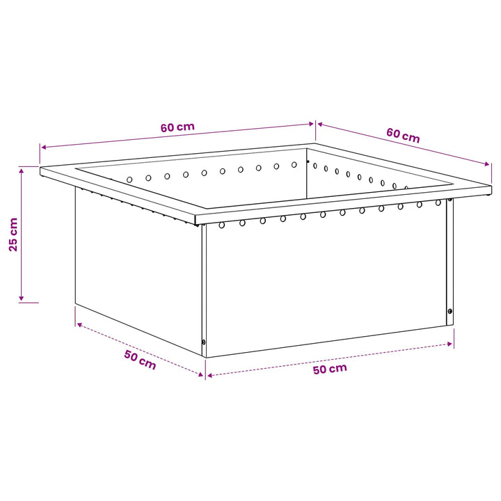 Bålplade ring Sort 60 x 60 x 25 cm Stål