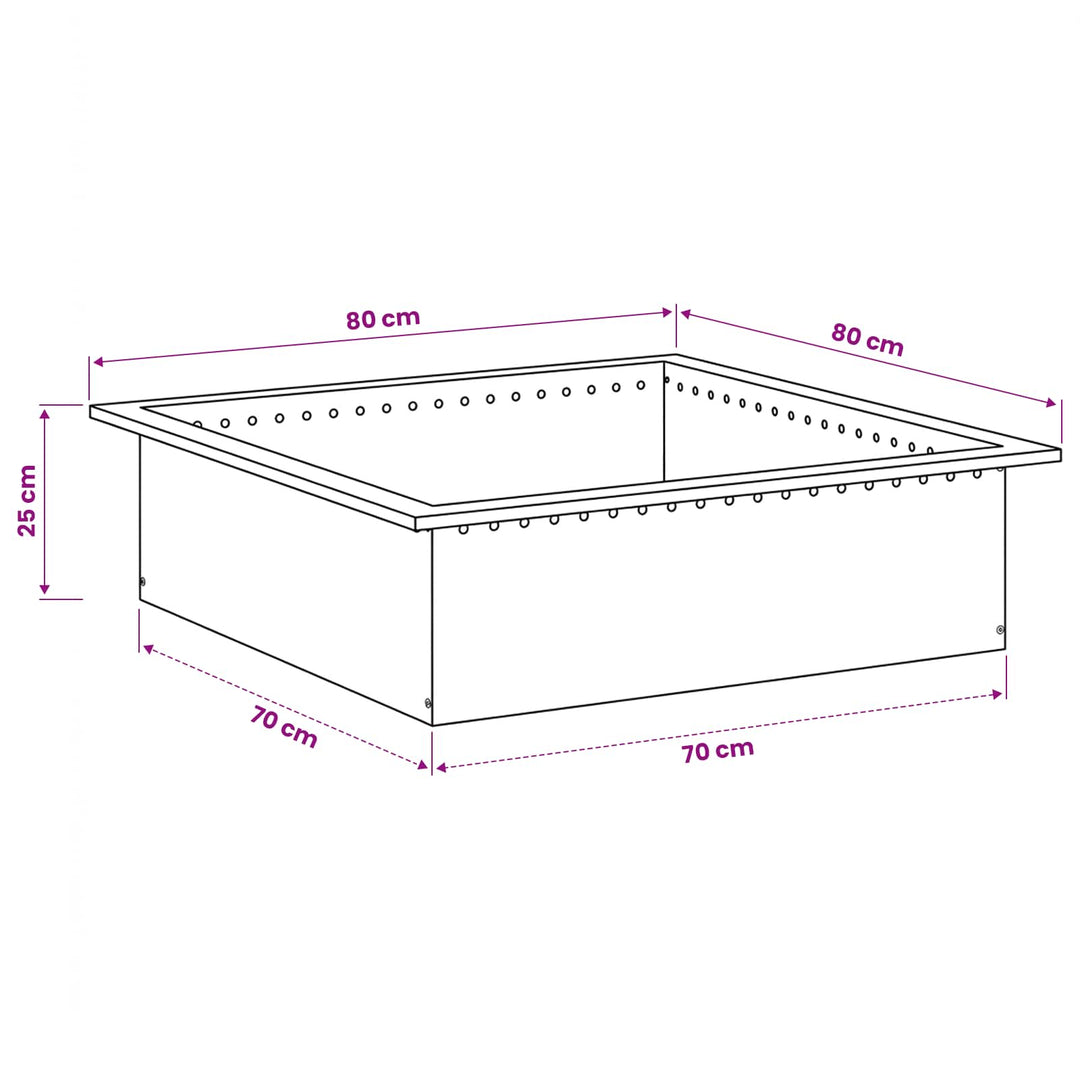 Bålplade ring Sort 80 x 80 x 25 cm Stål