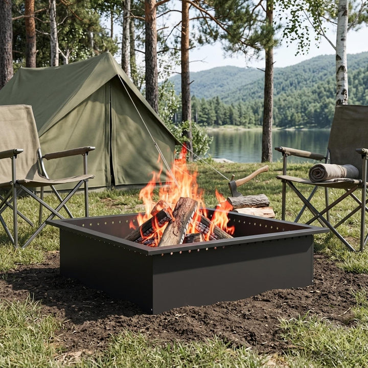 Bålplade ring Sort 90 x 90 x 25 cm Stål