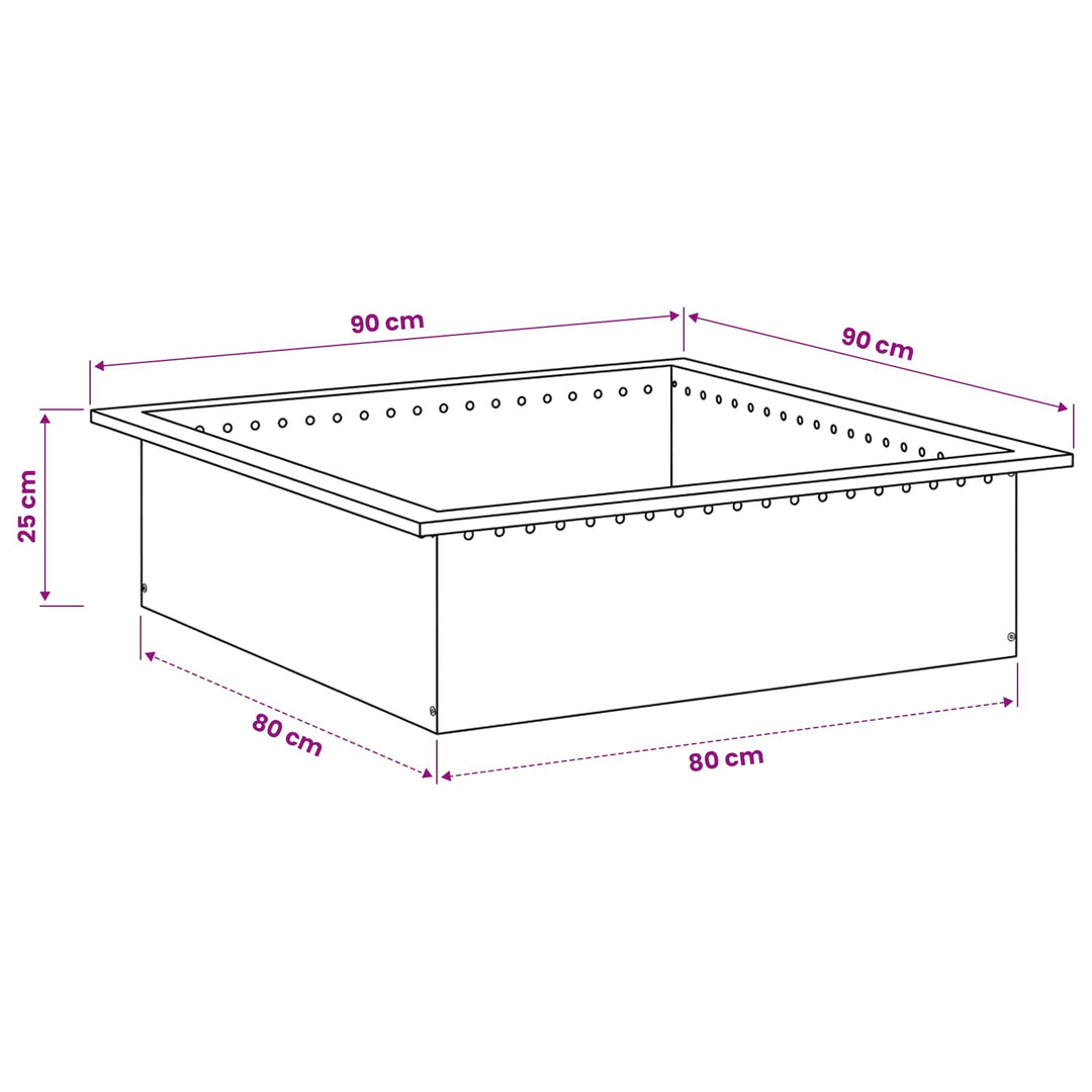 Bålplade ring Rusten 90 x 90 x 25 cm Cortenstål