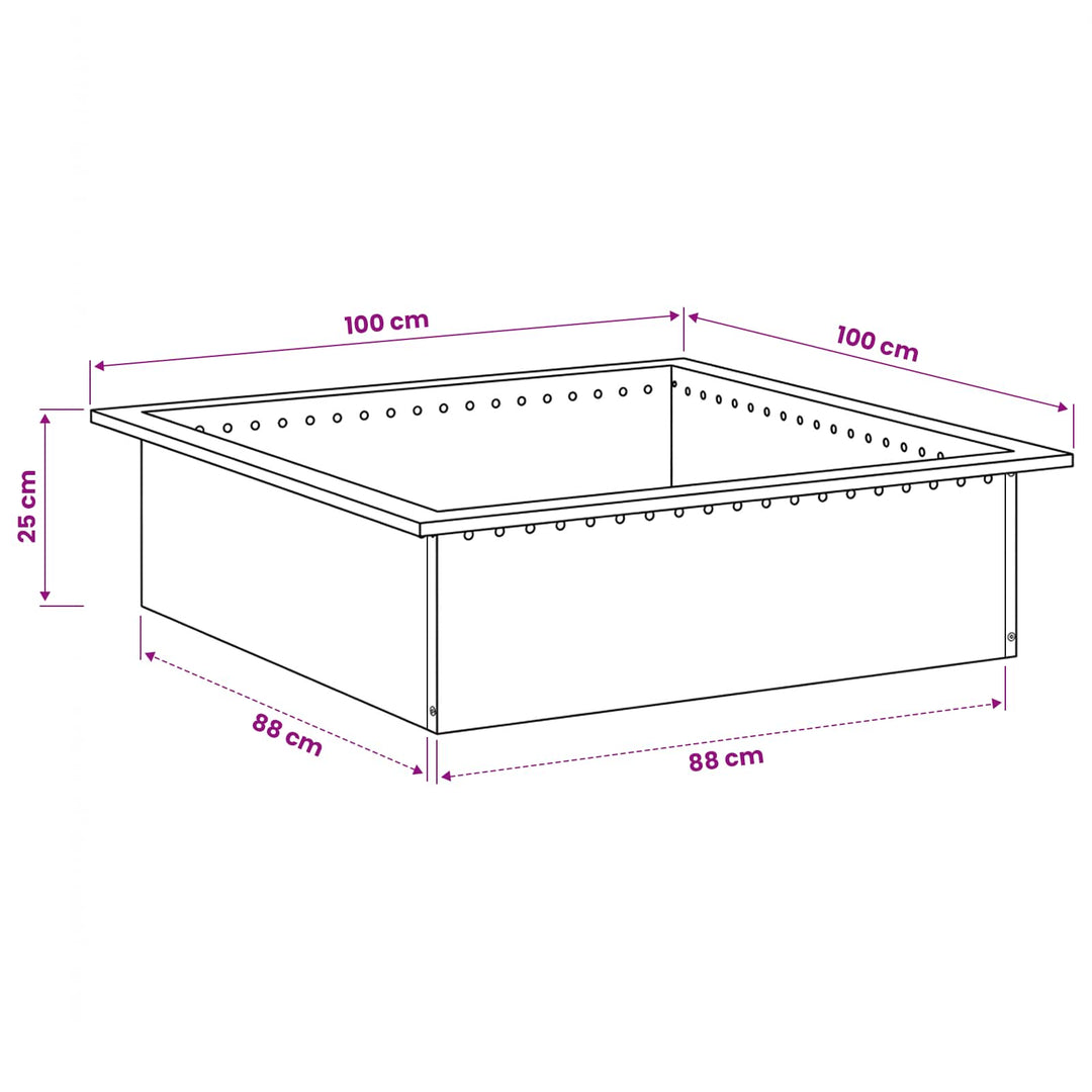 Bålplade ring Rusten 100 x 100 x 25 cm Cortenstål