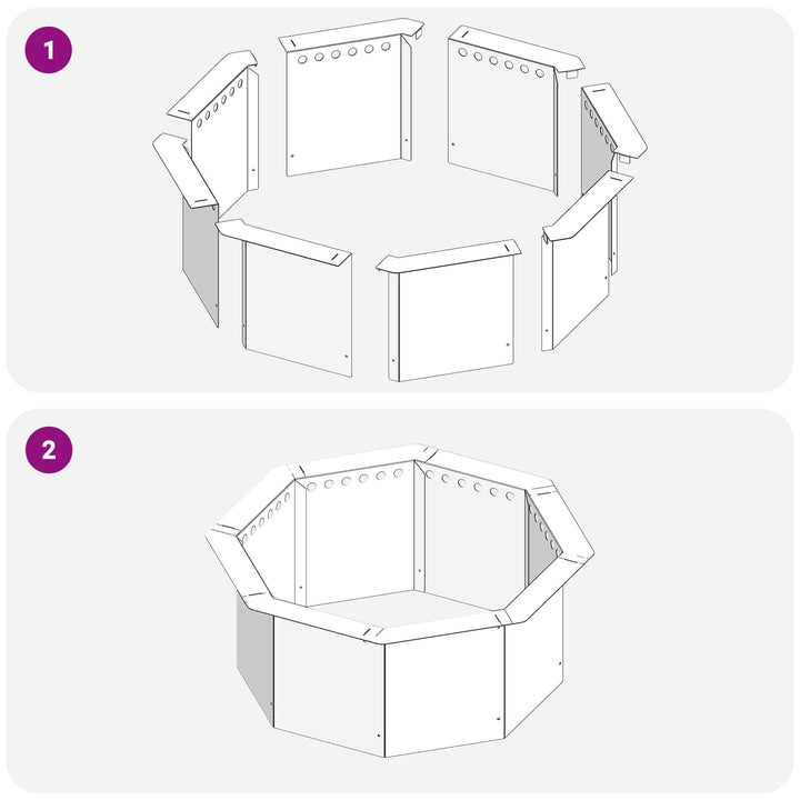 Bålplade ring Sort 60 x 60 x 25 cm Stål