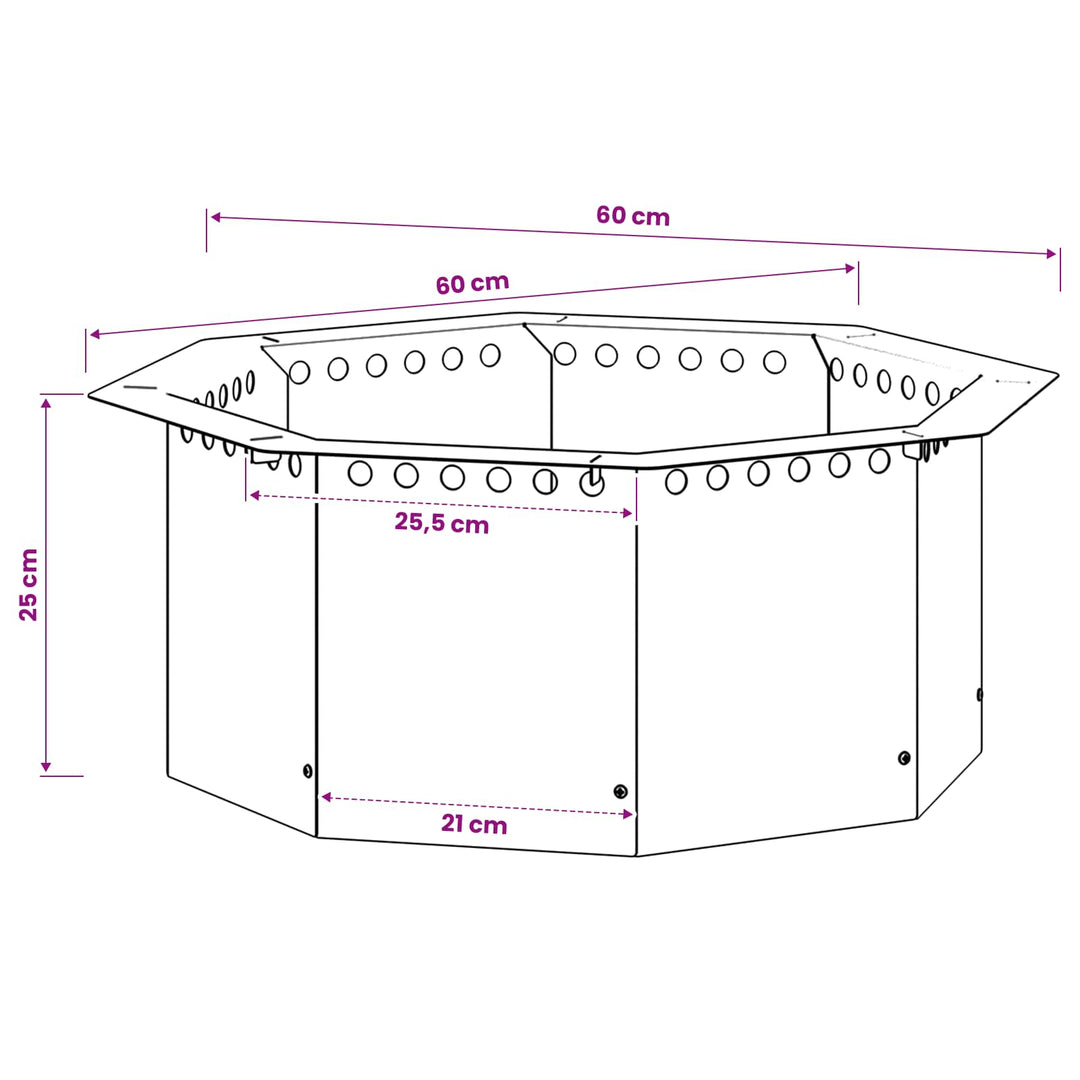 Bålplade ring Sort 60 x 60 x 25 cm Stål