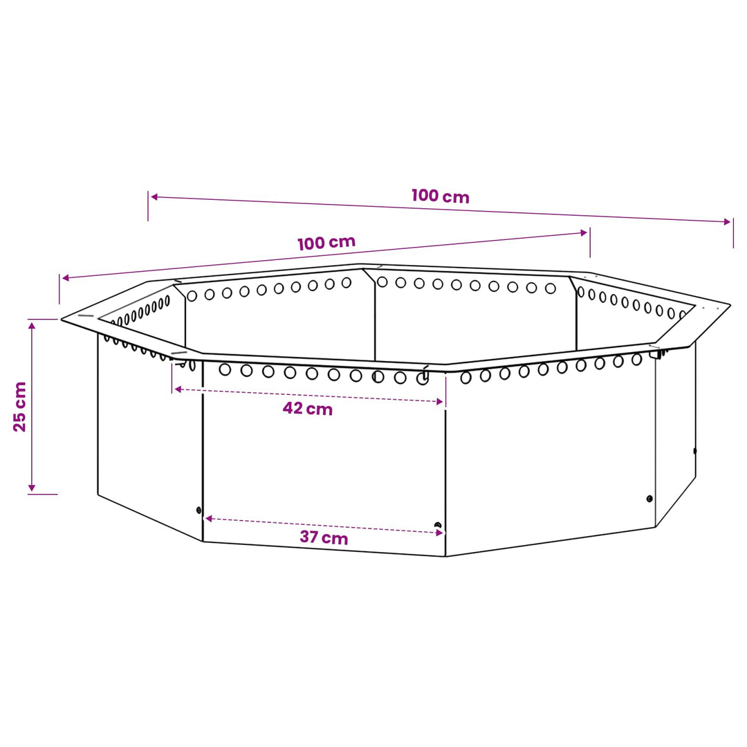 Bålplade ring Rusten 100 x 100 x 25 cm Cortenstål