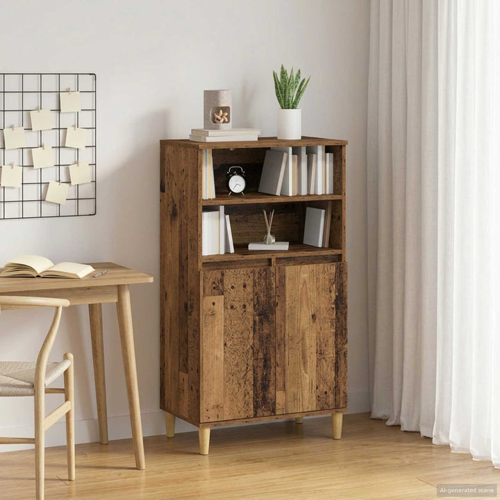 Highboard Egetræ 60 x 36 x 110 cm Konstrueret træ