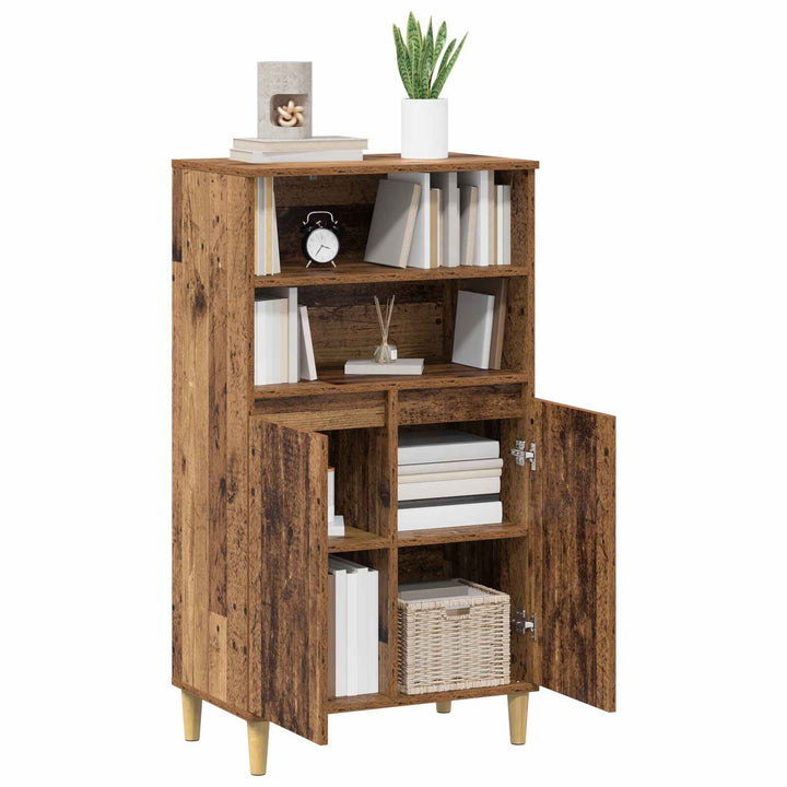Highboard Egetræ 60 x 36 x 110 cm Konstrueret træ