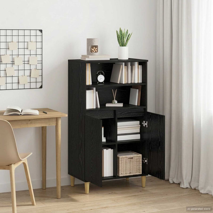 Highboard Sort eg 60 x 36 x 110 cm Konstrueret træ