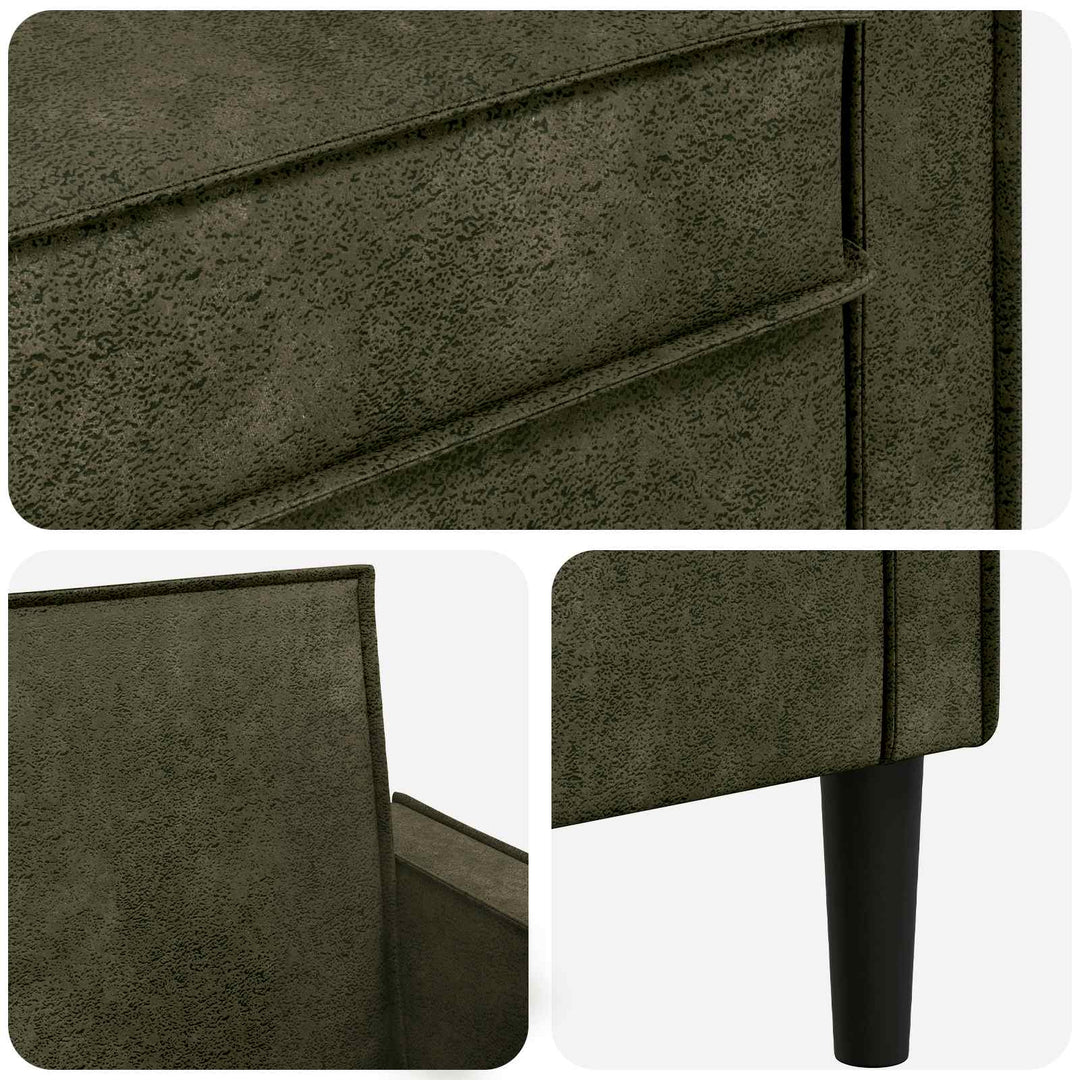 XL-lænestol Army Grøn Faux Suede Læder