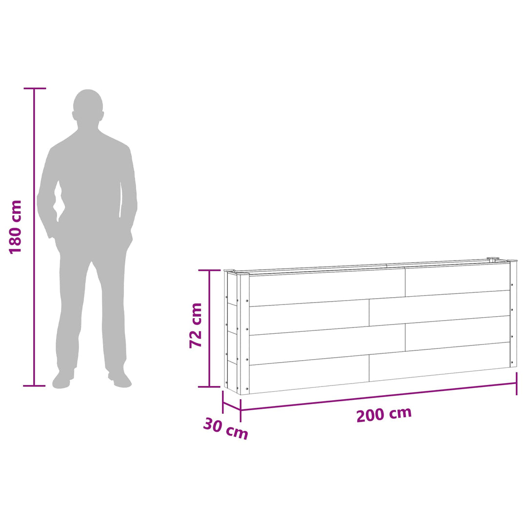 Højbed 2 stk. Sort 200 x 30 x 72 cm WPC og Aluminium
