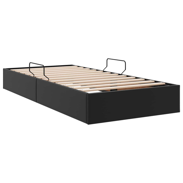 Ottoman Sengestel med opbevaring Sort 90 x 190 cm Faux læder