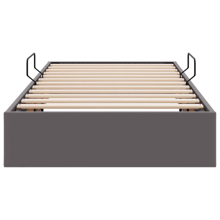 Ottoman Sengestel med opbevaring Grå 90 x 190 cm Faux læder