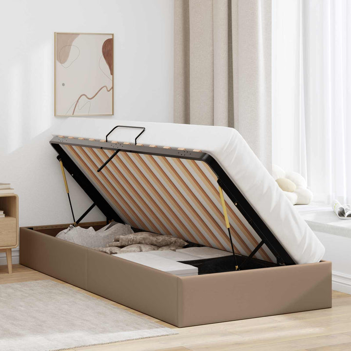 Ottoman Sengestel Cappuccino 90 x 190 cm Faux læder