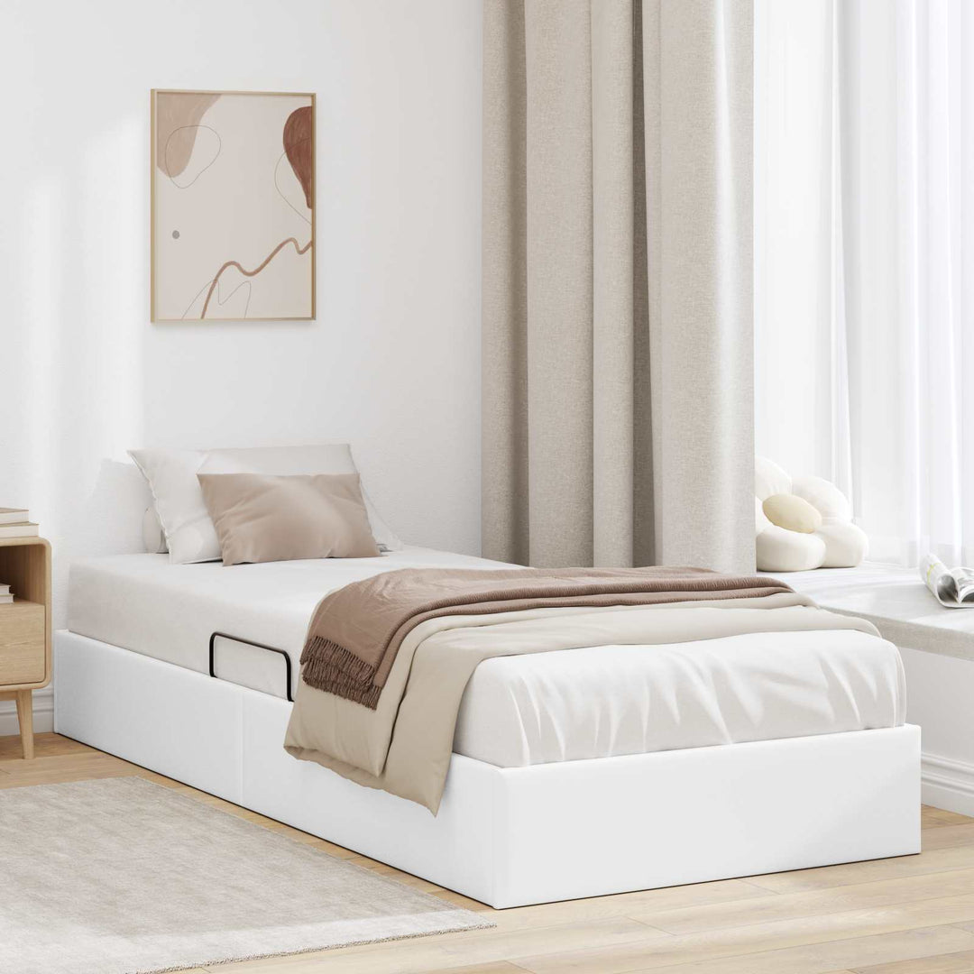 Ottoman Sengestel Ren Hvid 100 x 200 cm Faux læder