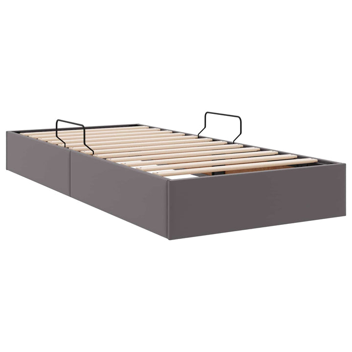 Ottoman Sengestel med opbevaring Grå 100 x 200 cm Faux læder
