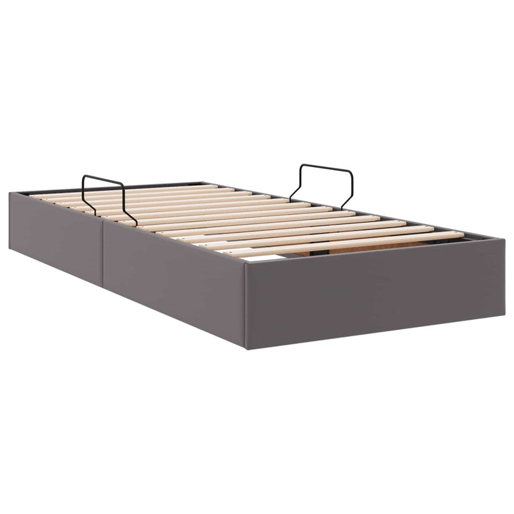 Ottoman Sengestel med opbevaring Grå 100 x 200 cm Faux læder