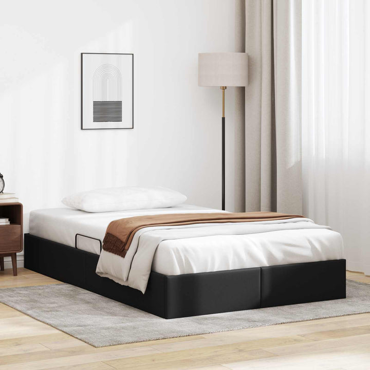 Ottoman Sengestel med opbevaring Sort 120 x 190 cm Faux læder