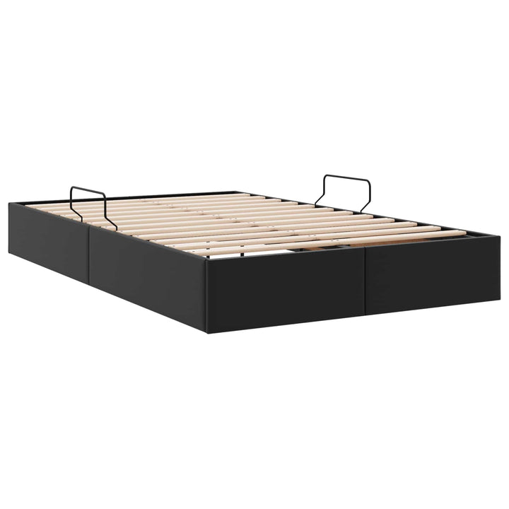 Ottoman Sengestel med opbevaring Sort 120 x 190 cm Faux læder